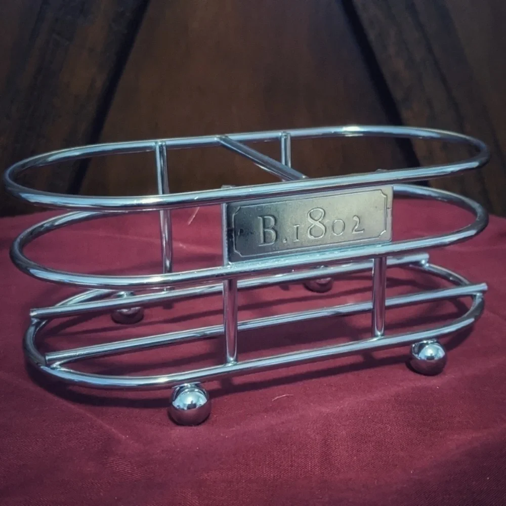 Silver metal lotion and soap holder modern minimalist decor bath or kitchen